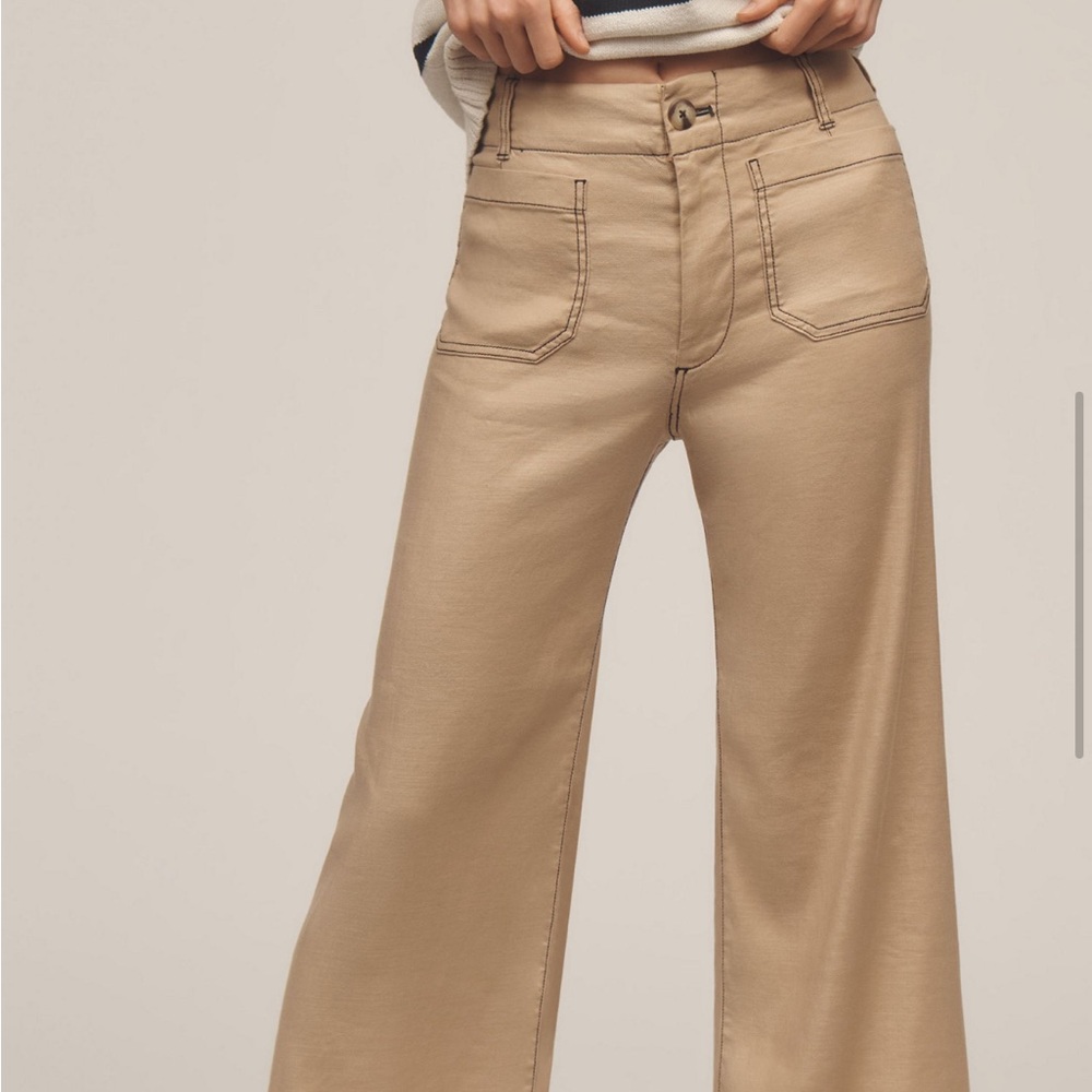 Maeve High-Rise Wide Leg Jeans in Tan